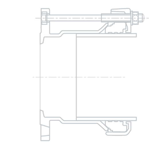 Cross-section technical diagram of a flange adapter pipe coupling with a tie rod assembly