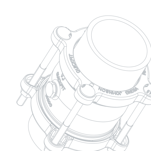 Technical line drawing of a Viking Johnson QuickFit mechanical pipe coupling