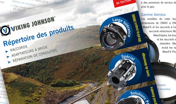 Cover of the French Viking Johnson product directory brochure featuring pipe fittings