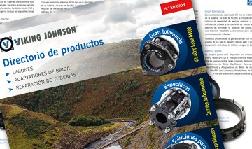 Front cover of a Spanish Viking Johnson product directory brochure