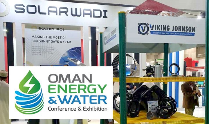 Exhibition booths for Solar Wadi and Viking Johnson at the Oman Energy & Water Conference & Exhibition