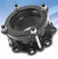 Black mechanical pipe coupling with securing bolts