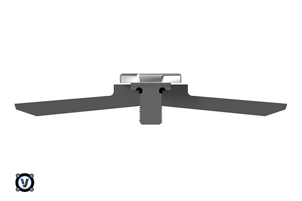 Cross-sectional view of a metal screw fastener fitted inside a black component housing