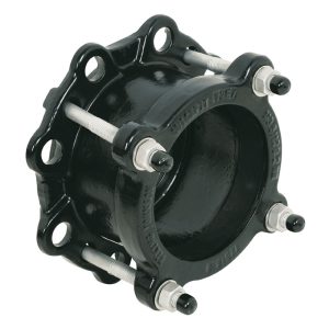 Black Viking Johnson QuickFit flange adaptor with four threaded tie bolts and nuts