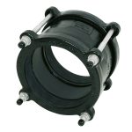 Black Viking Johnson mechanical pipe coupling with steel tie bolts
