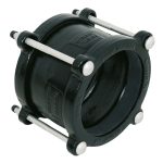 Black Viking Johnson QuickFit pipe coupling with silver threaded bolts